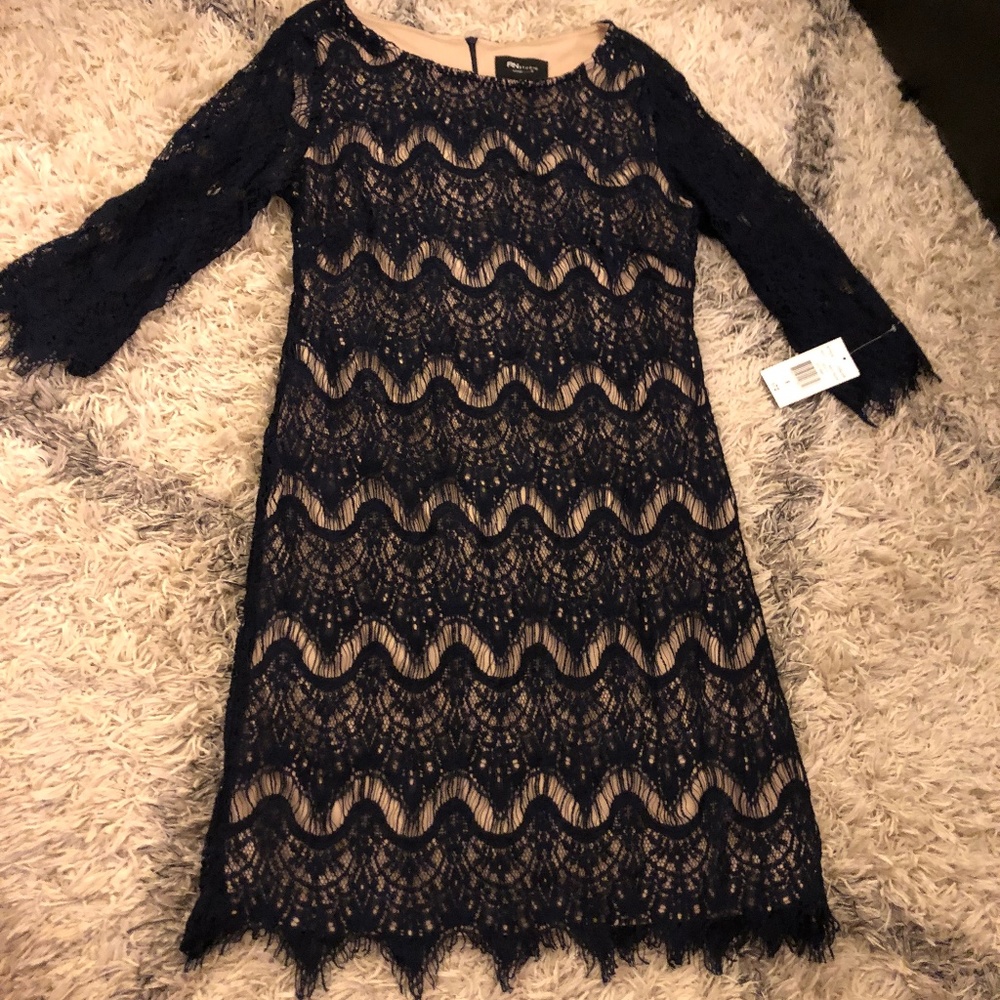 Ronni Nicole 3/4 Sleeve Lace Pattern Sheath Dress